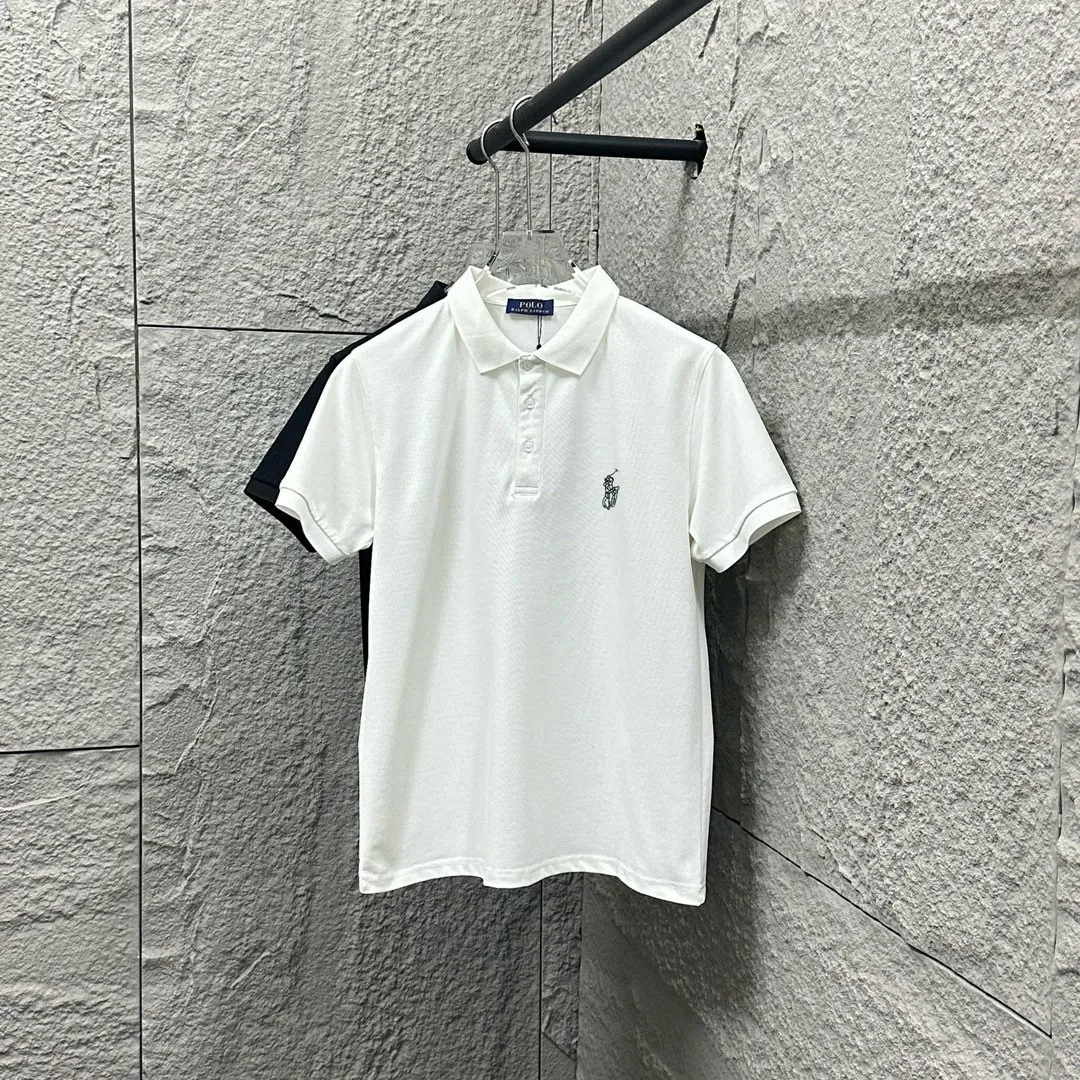 🅿️180 Ralph Lauren POLO 2025 spring and summer new style, simple classic logo small embroidery pique fabric, short-sleeved polo, same style for men and women Size: M L XL 2XL 3XL Color: black white